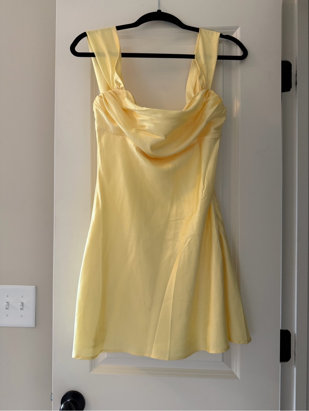 Beginning Boutique Pale Yellow Cowl Neck Mini Dress - Picture 1 of 3